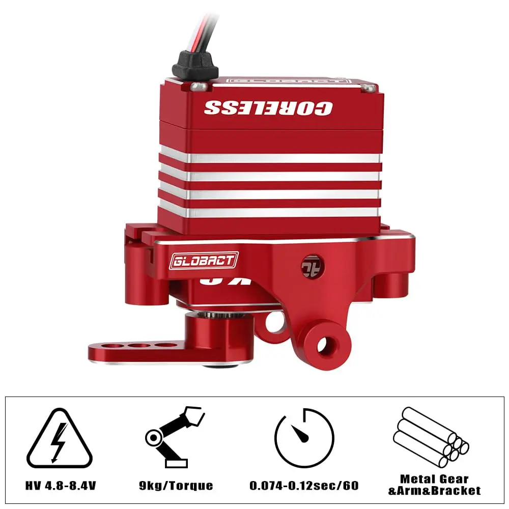 GLOBACT for TRX4M Servo 9kg High Torque Digital Servo Coreless Motor Servo HV 4.8V-8.4V with Servo Arm 1/18 RC Crawler Car