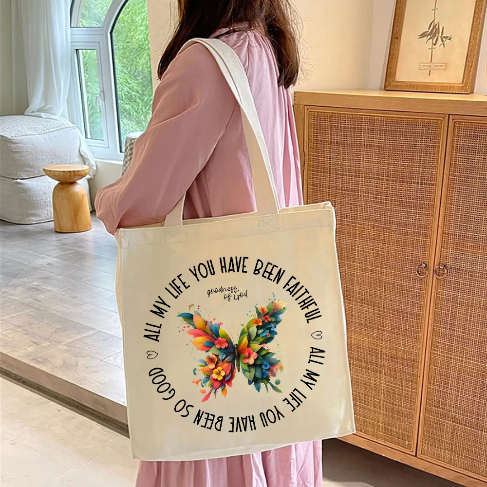 All My Life You Have Been Faithful Graphic Tote Bags Goodness of God Ladie's Lovely Shopping Canvas HandBags Love and Peace Bags