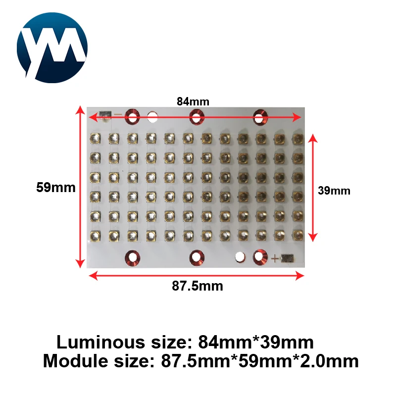 modulo de lampada uv led para impressoras 216 watts violeta 3535 suporte banhado a ouro 365nm 370nm 380nm 385nm 395nm 400nm 405nm 5987 mm 01