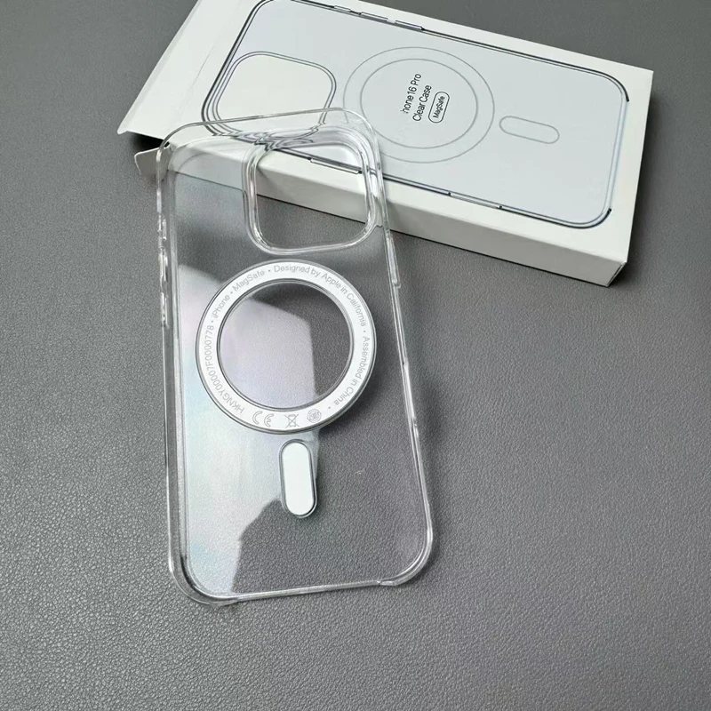 Original Touch Camera Button MagSafe Phone Case for iPhone 16 17 Pro max 16pro Wireless Charging Clear Crystal Hard PC Cover
