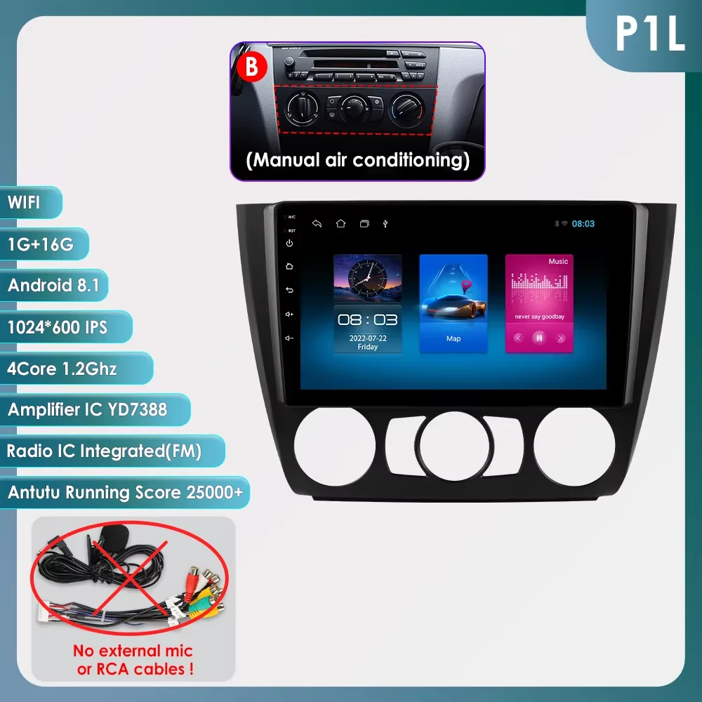 Android 14 Autoradio Voor BMW 1-Serie E87 E81 E82 E88 2004-2011 Auto Multimedia GPS Carplay 4G DSP BT 360 Camera Door Snapdragon6115