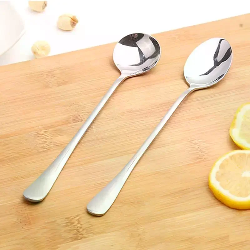 

Stainless Steel Spoon Long Handle Coffee Spoon Ice Cream Stirring Spoon Meal Tableware Spoon Household Dinner Spoon Fruit Fork