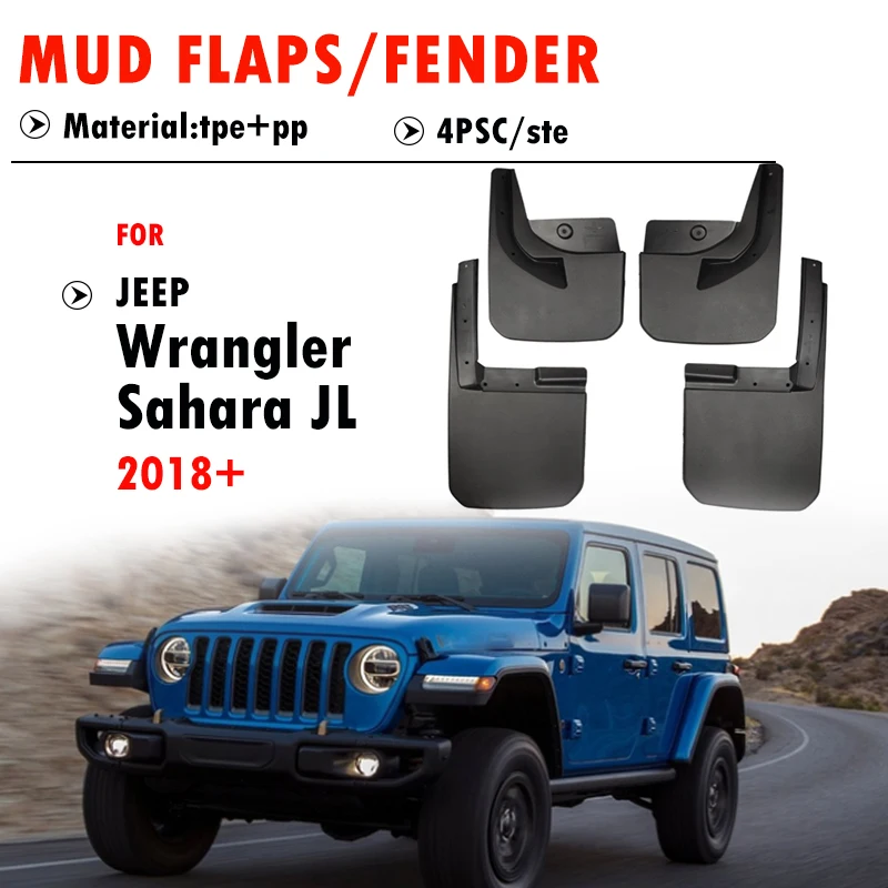 

For jeep Wrangler Sahara JL Mudguard Fender Mudflaps Car Accessories Mud Flap Guards Splash 4pcs 2018 2019 2020 2021 2022 2023+