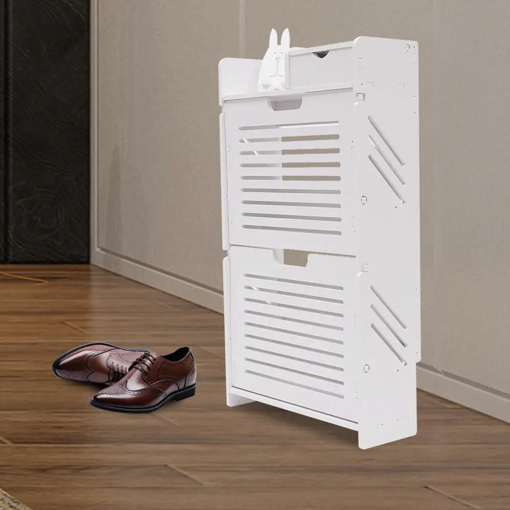 Shoe Cabinet for Entryway Slim Narrow Storage Cabinet 2 Flip Drawers Shoe Rack