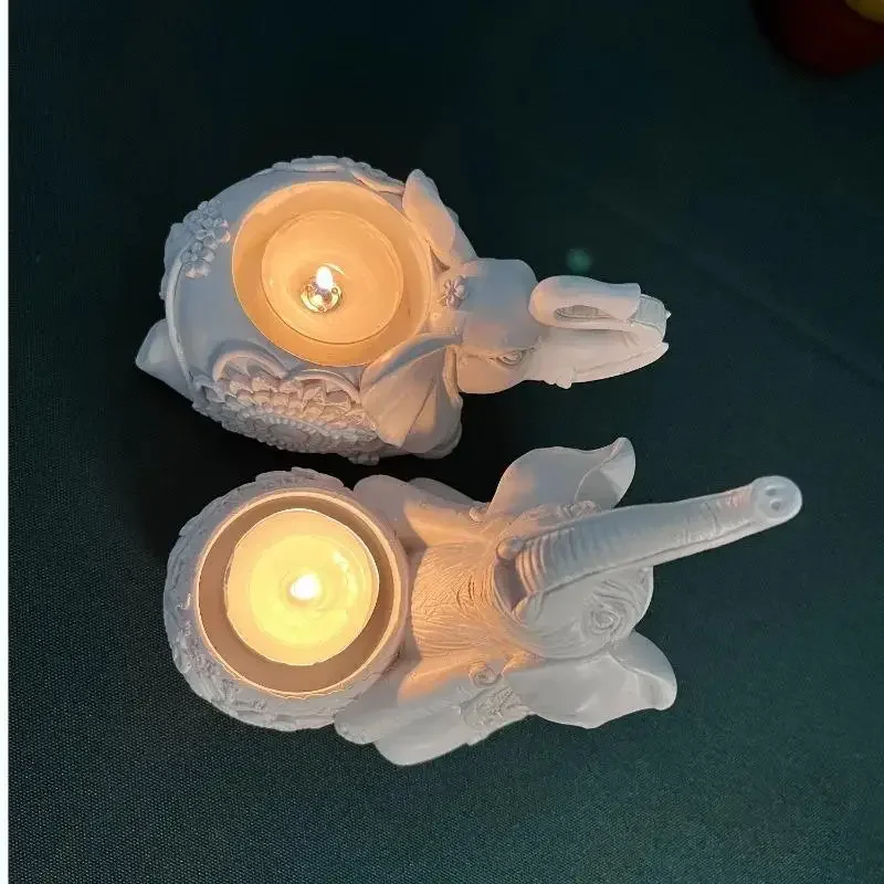 

Animal Candle Holders Elephant Trunks Up Sculpture Tealight Candle Holder Decorative Small Candle Stick Holders Good Lucky Gifts