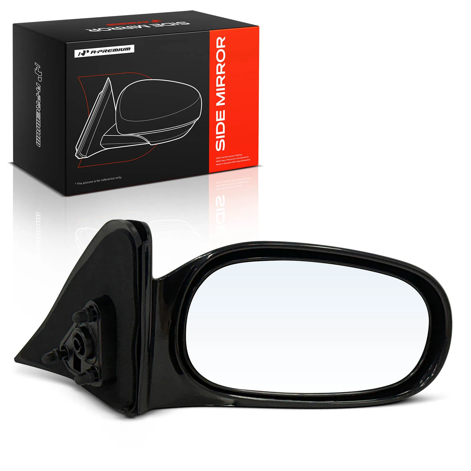 A-Premium Passenger Side Manual Door Mirror for Toyota Corolla 1998 1999 2000 2001 2002 Non-Folding Black