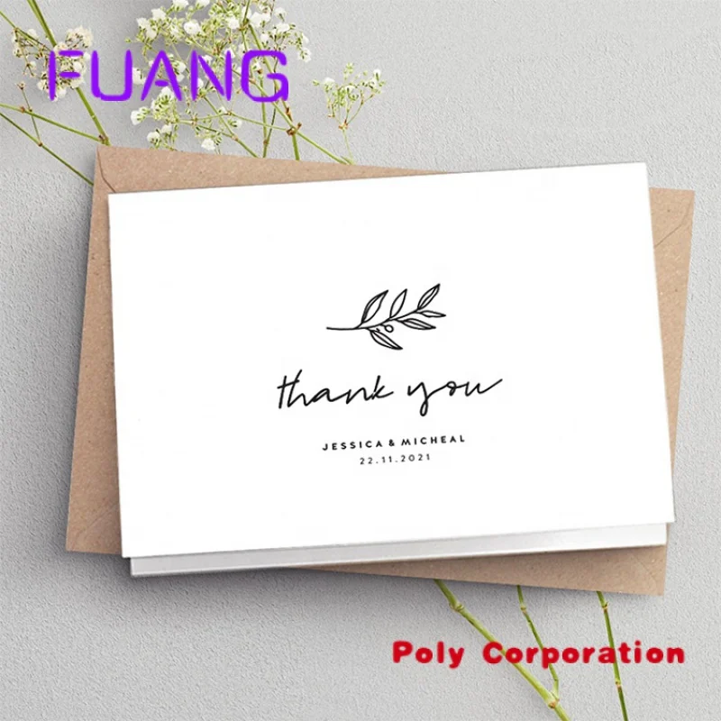 Custom  Factory Directly Sale Custom Greeting Noted Card Printing Paper Cardboard Pink Thank You Cards with Logo