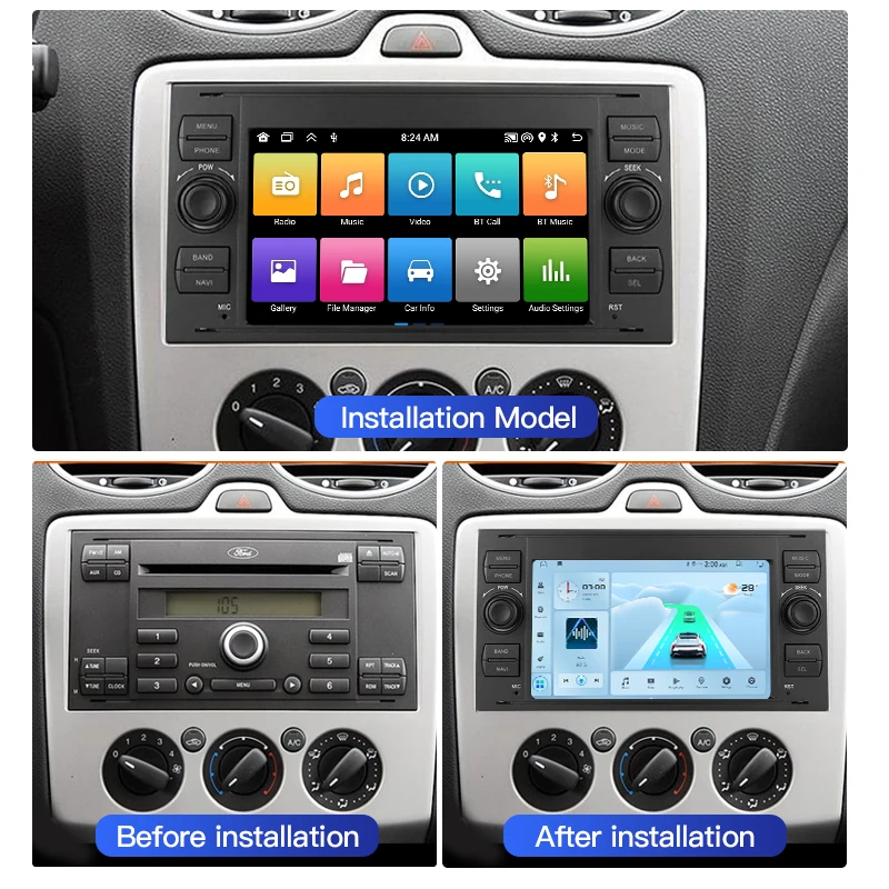 Android 13 Auto Play Carplay For Ford Focus C-Max S C Max Connect Fiesta Fusion Galaxy GPS Car Radio 2Din Touch Player Autoradio