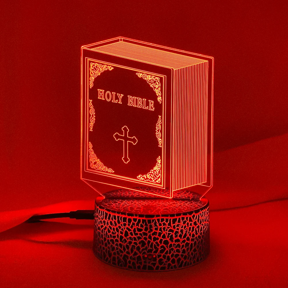 3d Optical Acrylic Night Light Lamp Book Holy Bible for Bedroom Decor Unique Christian Gift Dropshipping Usb Battery Table Lamp