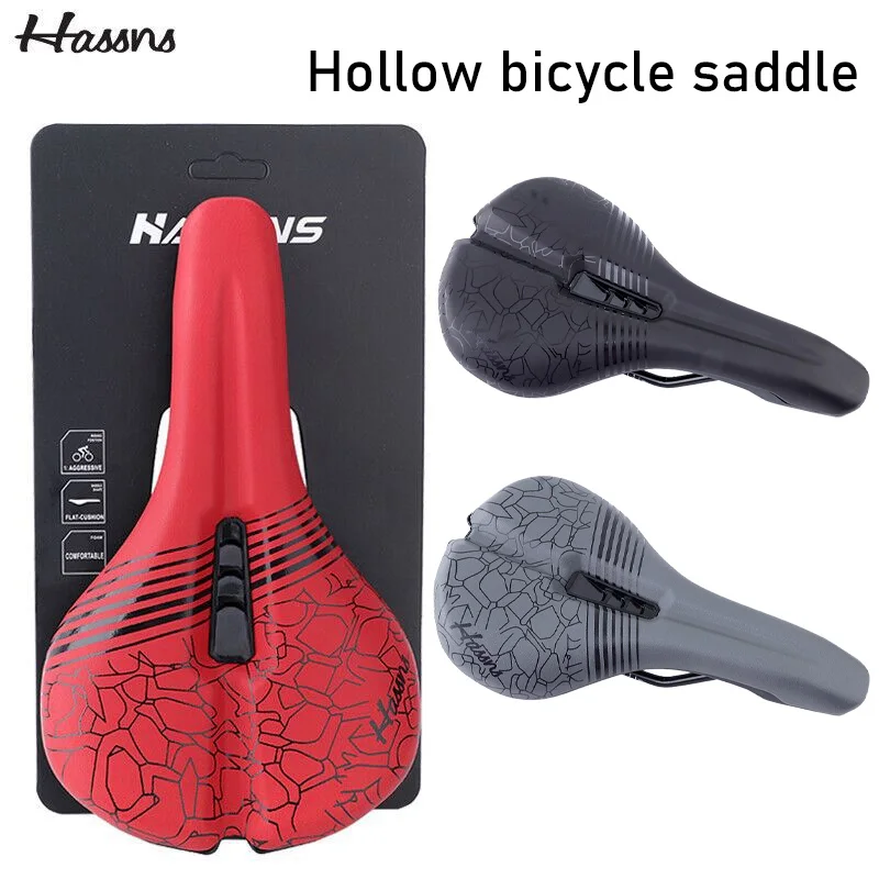 

HASSNS leather bike saddle MTB Road Bicycle saddle 150mm wide red Comfortable ergon saddle for men women mtb racing bike seat