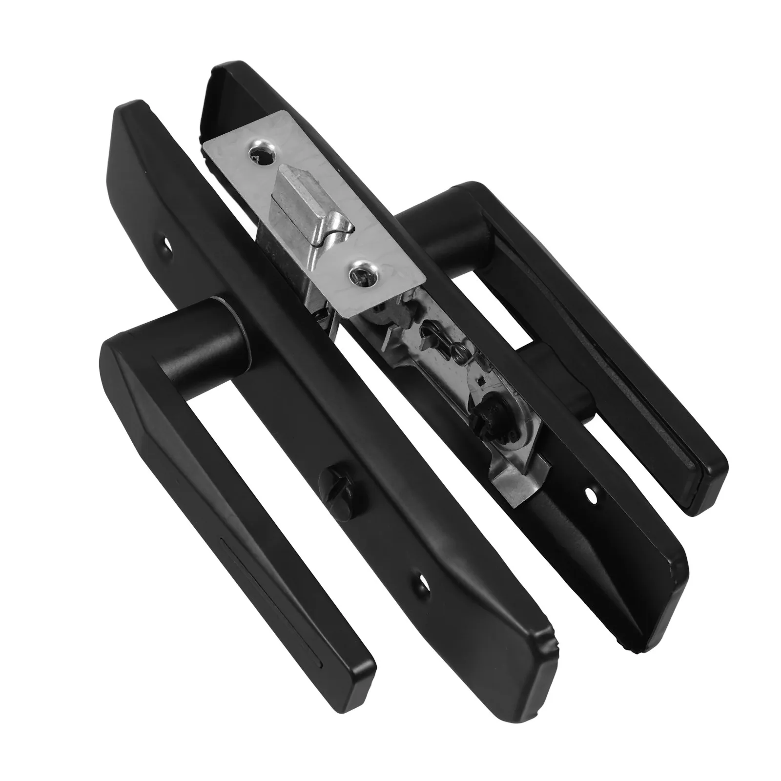 Black Bathroom Door Handle Lock Keyless Privacy Lever Interior Reversible Square Iron Door Lock for Toilet Washroom Bedroom