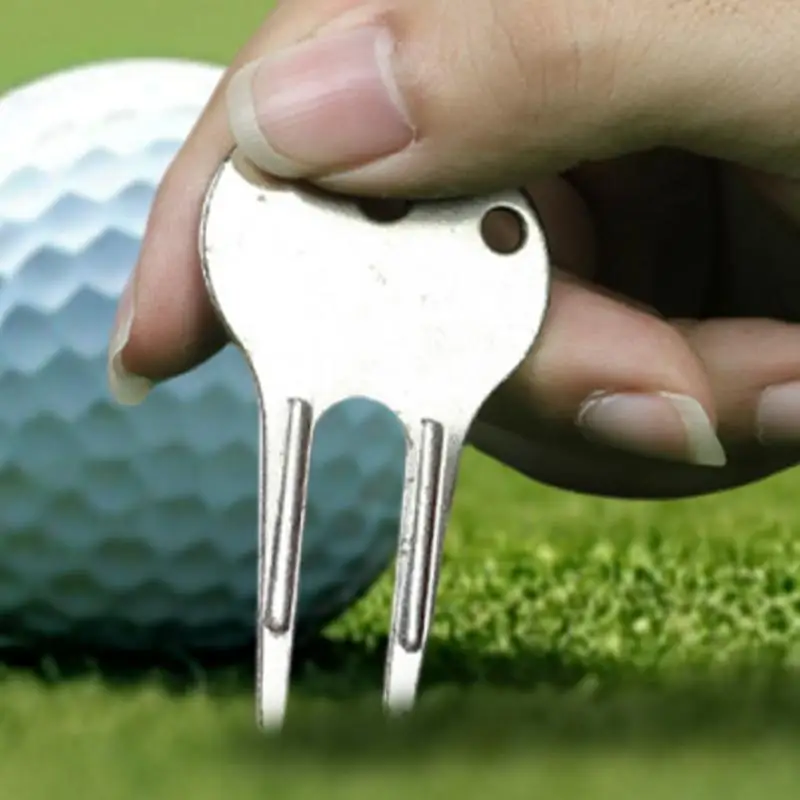 Metal Golf Divot Tool Lawn Maintenance Golf Putting Fork Zinc Alloy Green Fork Ball Marker Golf Accessories Training Aid