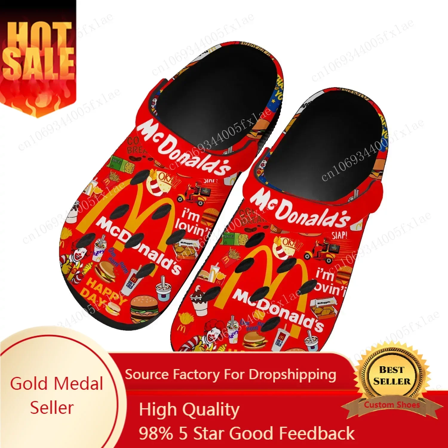 

M-Mc D-Donaldss Printing Home Clog Men Women Teenager Sandals Shoe Garden Bespoke Customized Breathable Shoe Beach Hole Slippers