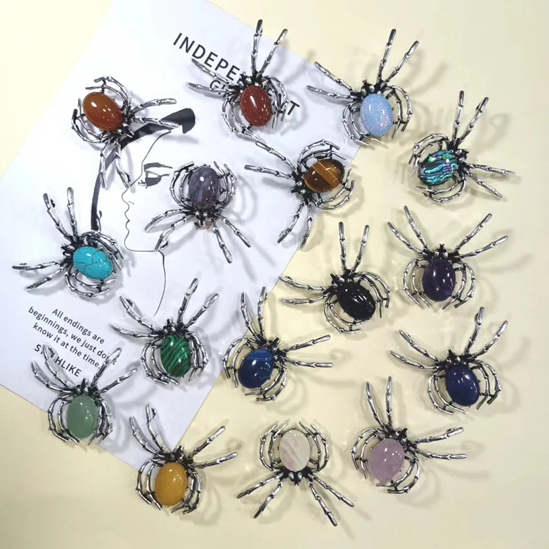 Dual-purpose spider inlaid with semi-precious stones Natural stone Abalone shell White clam diy Accessories