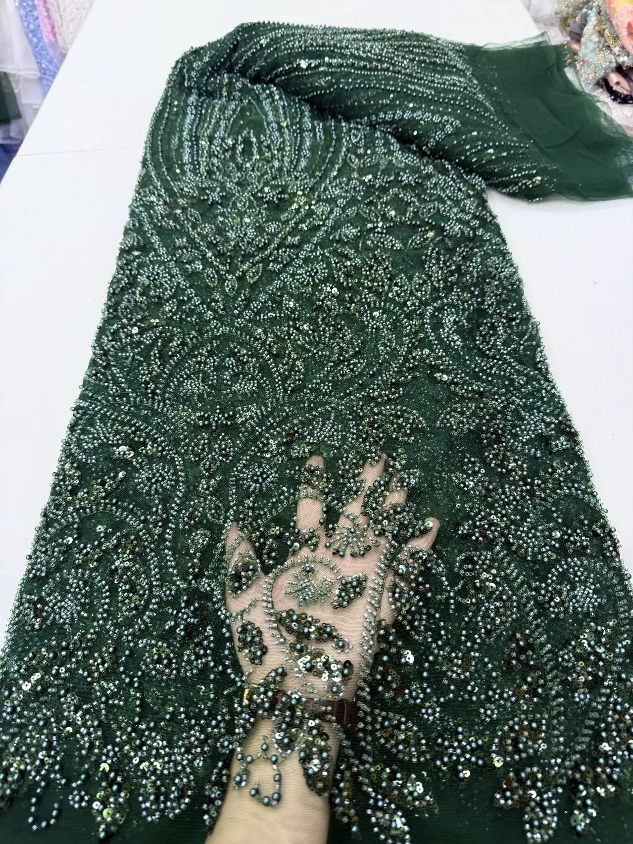 

2025 новейшее высококачественное африканское нигерийское платье с тюлем, кружевная ткань, гипюровое платье с вышивкой, блестки, 5 ярдов, JY465