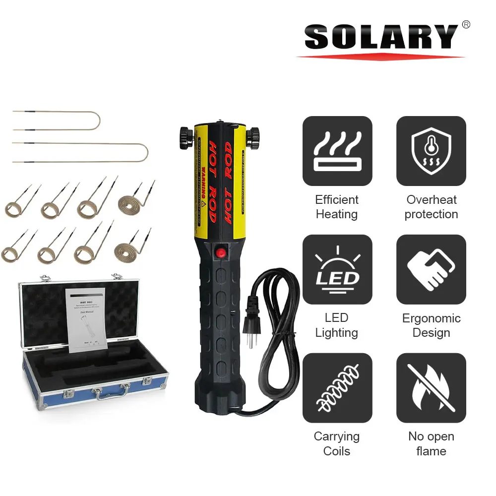 

Solary 1000W 10 Coil Heat Induction Tool Kit Car Bolt Remover Repair Machine Tool Kit 110V/220V