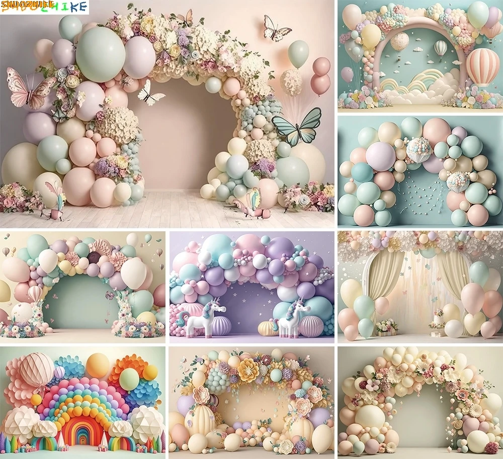 

Arch Balloon Photography Background Flower Girl Princess Birthday Party Cake Smash Portrait Decor Backdrop Photo Studio