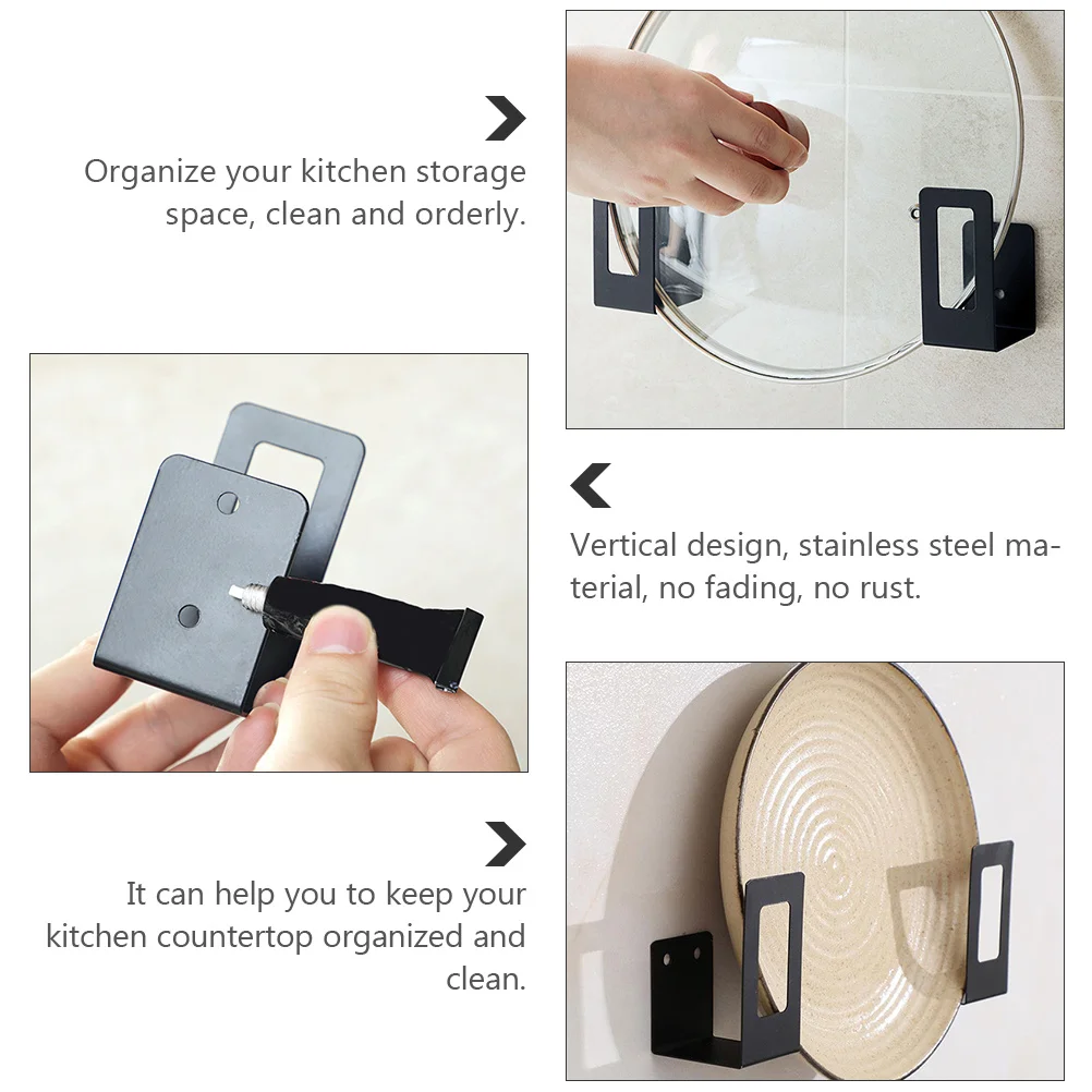 

4pcs Kitchen Storage Rack Stainless Steel Cutting Board Stand Vertical Pot Lid Holder Tabletop Organizer Pot Cover Drying Shelf