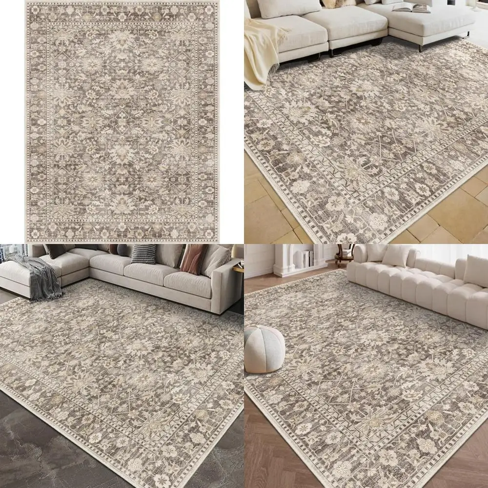 

Soft Boho Vintage 8x10 Rugs - Machine Washable, Non-Slip, Ideal for Living Room, Bedroom, Hallway