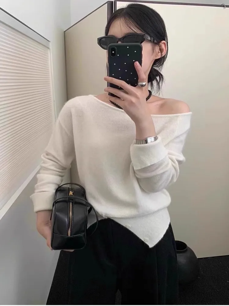 

Женский стильный осенний свитер в викторианском стиле с высоким воротником, оборками и кружевной отделкой, белый, винтажный, романтичный, элегантный, длинный