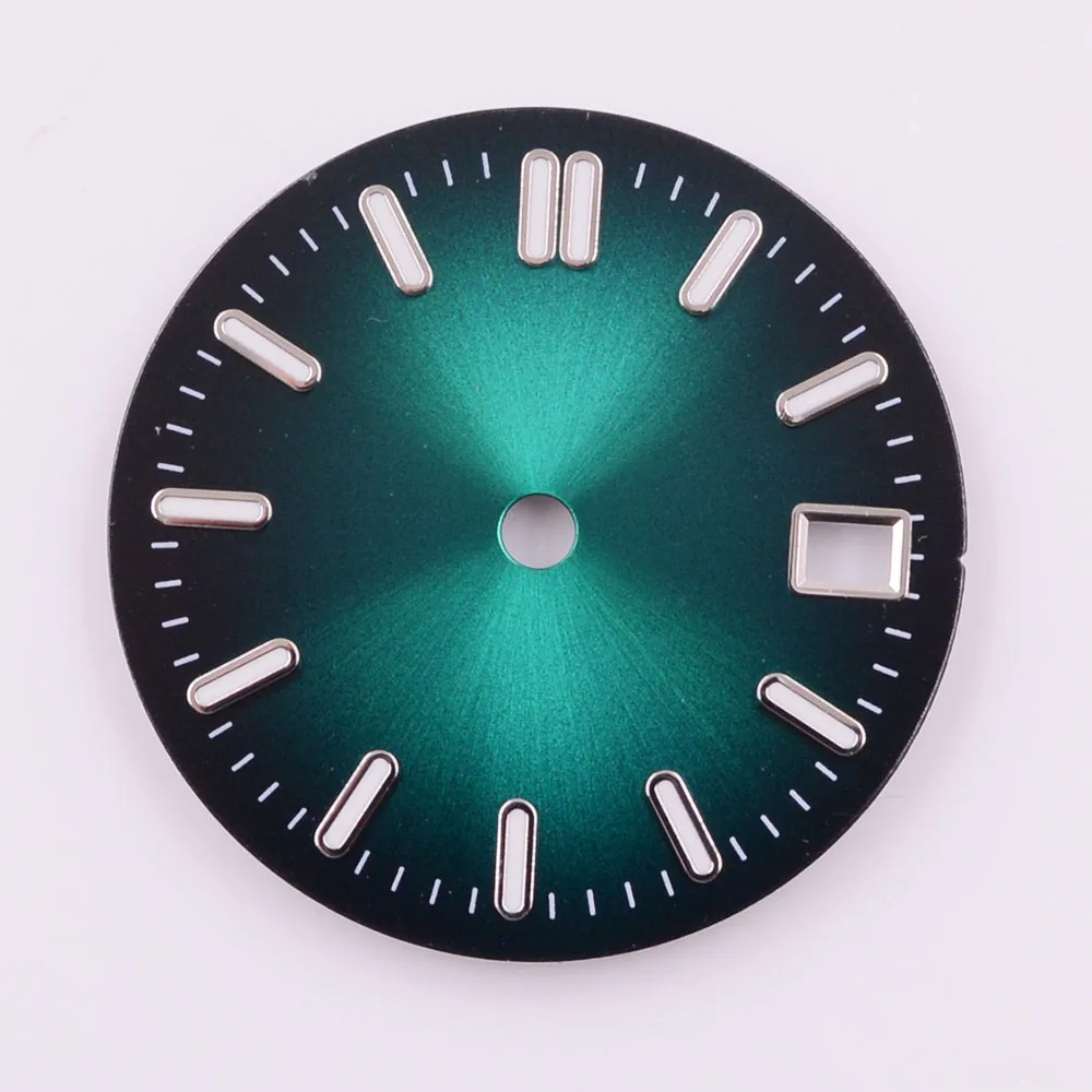 29MM Blau Grün Leuchtend Schwarz Blau Grün Silber Sterile Zifferblatt Fit NH35 NH36 Bewegung Uhr Teile
