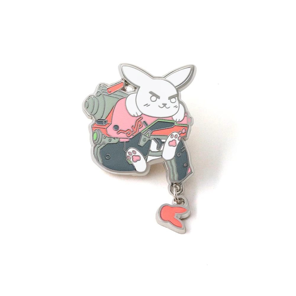 Overwatch Rosa Mech-Kaninchen-Brosche Kreativer Cartoon Mechanischer Hase Emaille-Pin Gaming-Merchandise Metall-Abzeichen Schmuck-Accessoire – Detail 7