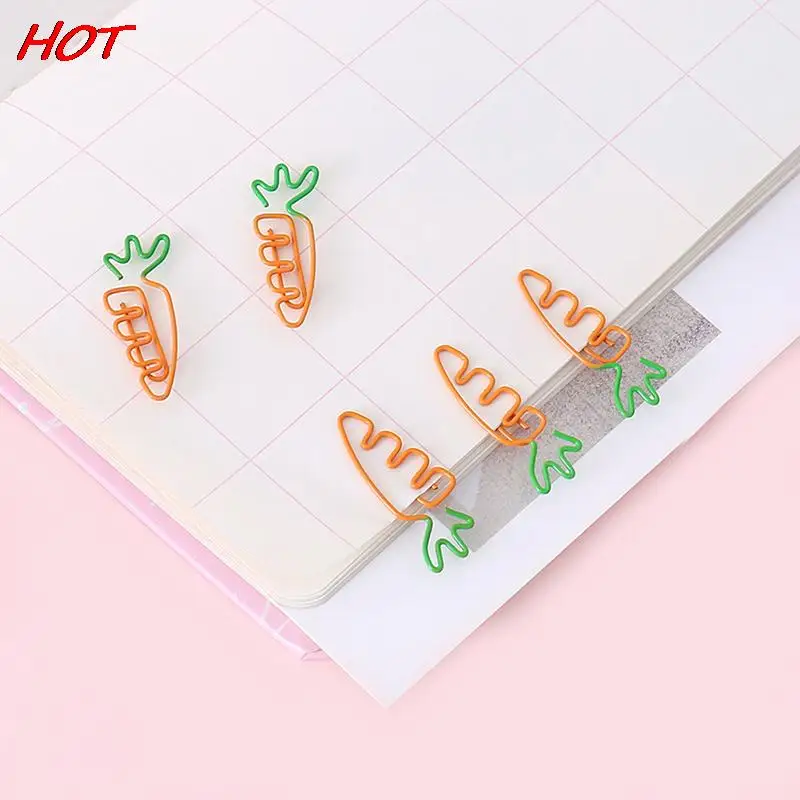 10PCS Creative Colorful Fruit Cute Carrot Bookmark Paper Clip School Office Supply Metal Material Gift Stationery