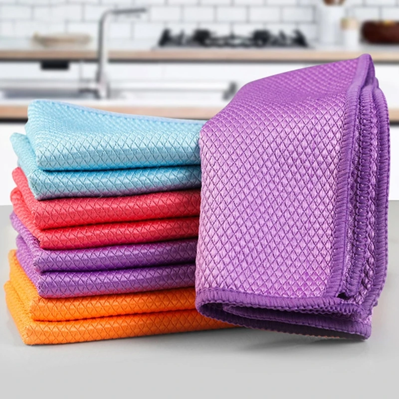 Set Of 10 Fish Scales Cleaning Cloths Microfiber Cleaning Towels for Spotless Cleaning In Kitchens, Bathrooms, and Beyond