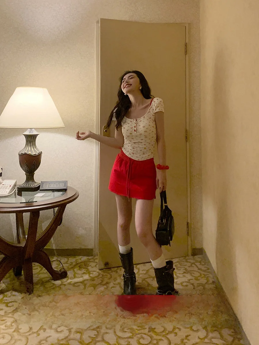 

Casual Sports Skirt Women's Wrap around Skirt Elastic Waist Versatile Sweat Skirt ort Skirt Korean Sle High Waist A-...