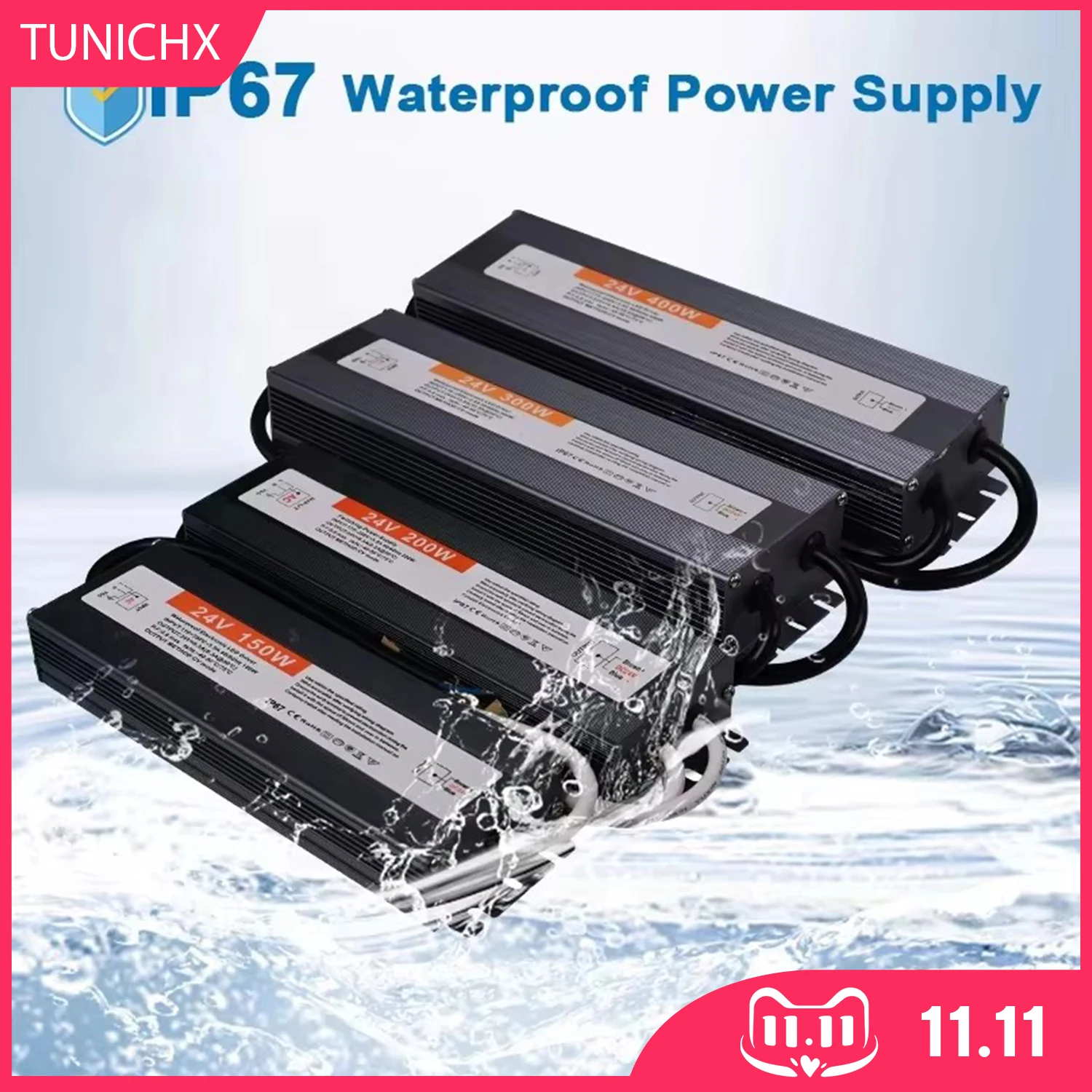 

IP67 Waterproof Power Supply Outdoor Lighting Transformer DC 12V 24V LED Driver 60W 100W 150W 200W 300W 400W Power LED Driver