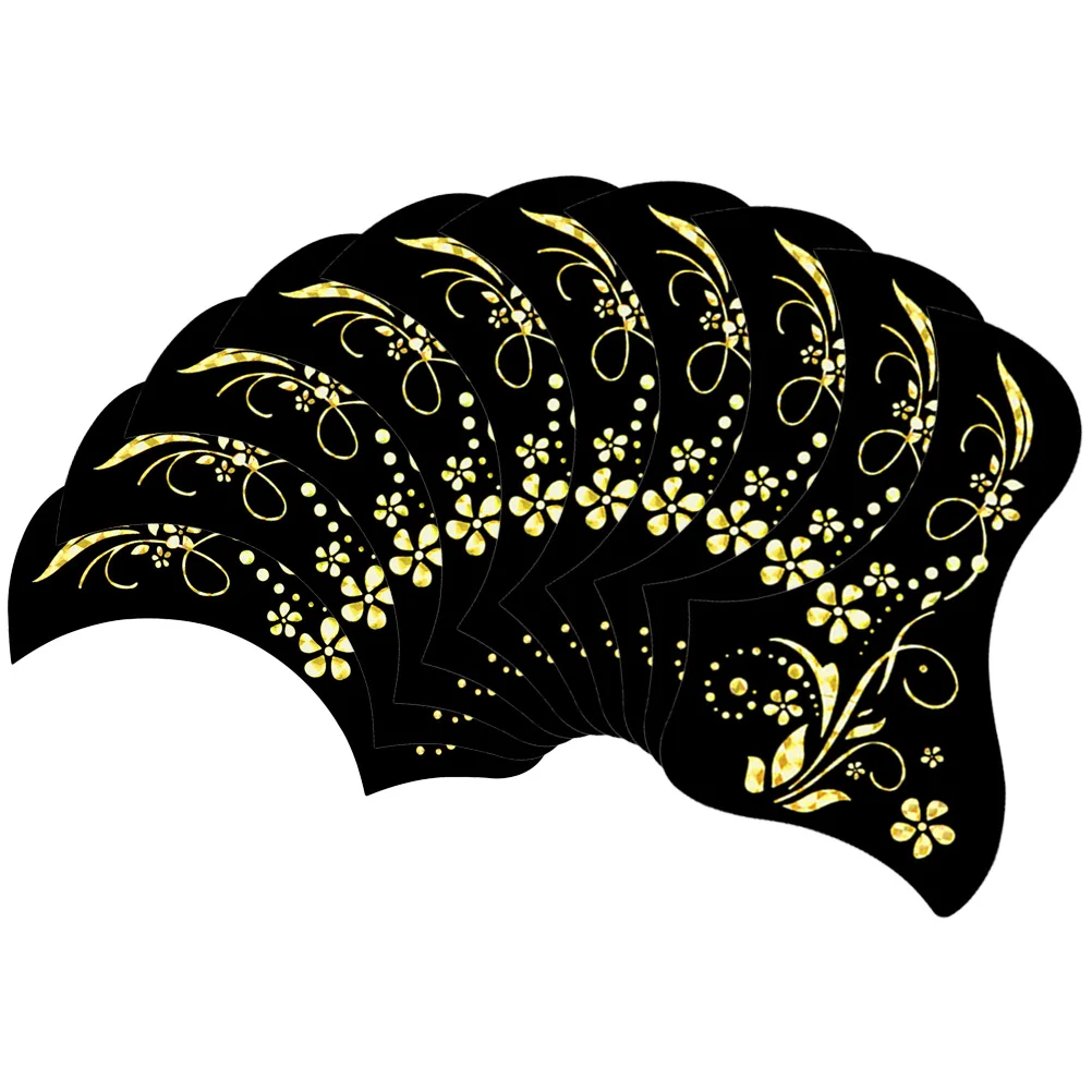 

10pcs Guitar Pickguard for 40 41 Inch Acoustic Guitars PVC Anti Scratch Plates Black Gold Floral Folk Guitar Protector Guard