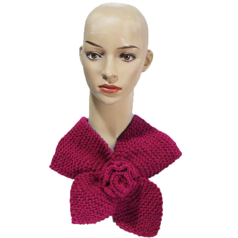 Crochet Handmade Knitted Flower Floral Party Scarf Women Lady Charming Shawl Warm Winter Neckerchief