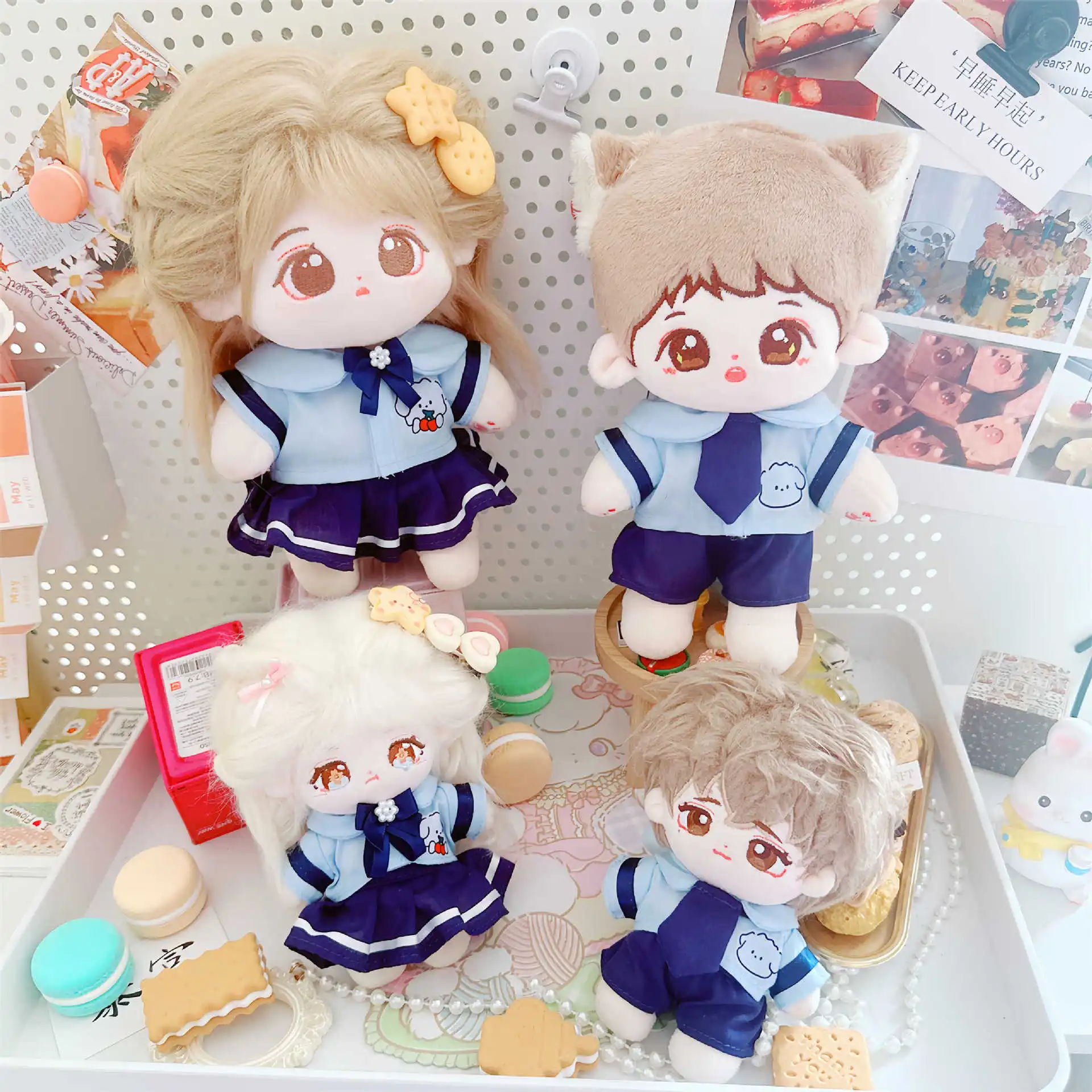 10cm Cute School Uniform 3Pcs Set Doll Clothes Kawaii Soft Idol Plush Doll Clothes Cartoon Changing Clothes Games for Girls Gift