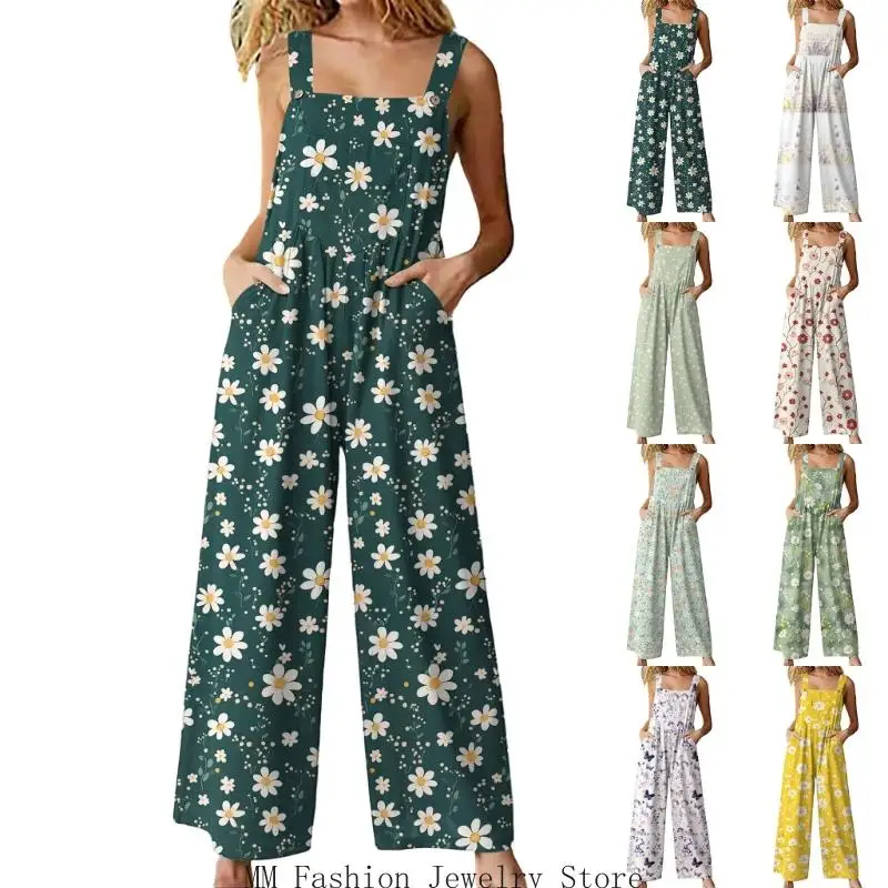 

Новинка 2026 года, женский комбинезон с цветочным принтом, свободный комбинезон, комбинезон D0UB