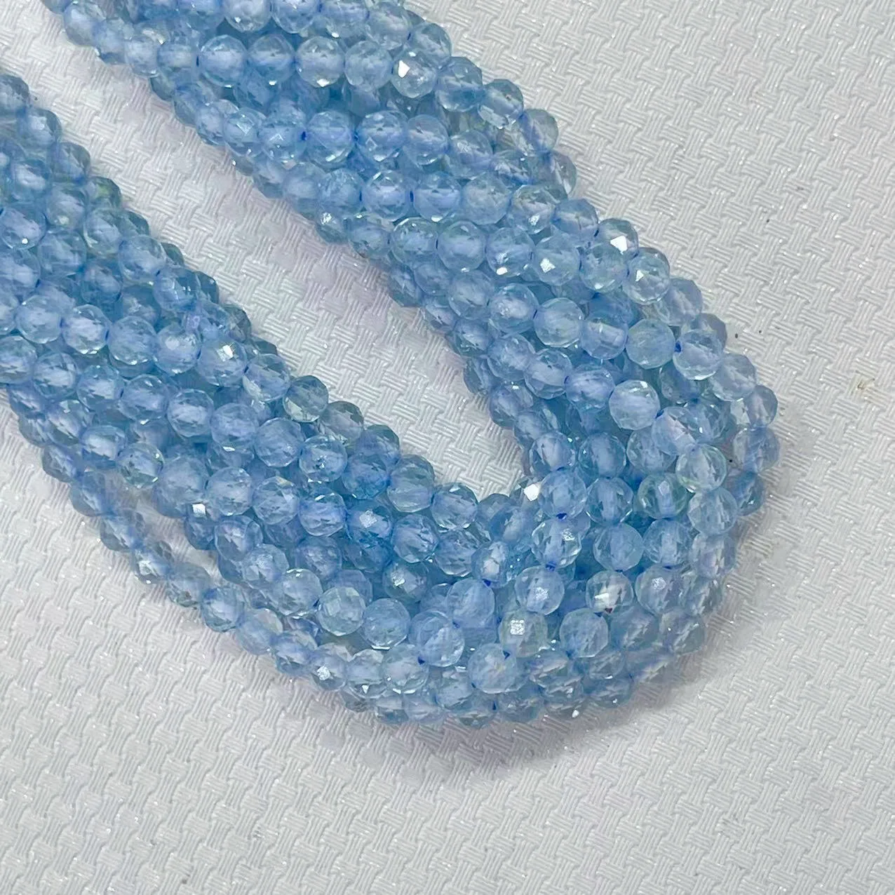 100% Natural Blue Topaz Quartz Beads 2/3/4/5/6MM Round Faceted Loose Toparizona Stone Charm Beads Gems For DIY Jewelry Making