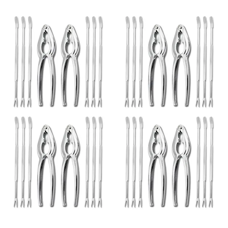 32 Piece Seafood Tool Kit, Stainless Steel Crab Leg Cracker And Forks Nut Cracker Set Shellfish Sheller