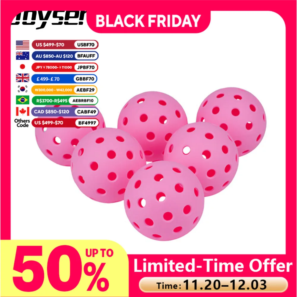 

Прочные мячи для пиклбола на открытом воздухе, 40 отверстий, 74 мм, тренировочный мяч с веслом, пластиковый TPE для соревнований, розовый