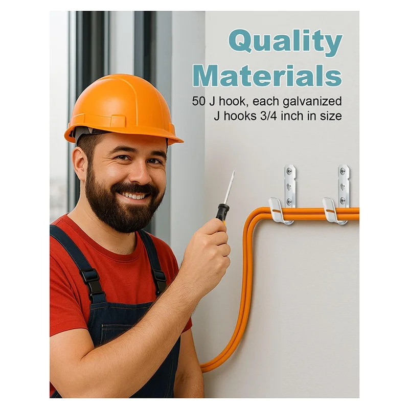 AT21-J-haaksteunkabel 50 stuks, 3/4 inch voor muur voor ophangen van montage gegalvaniseerde haken
