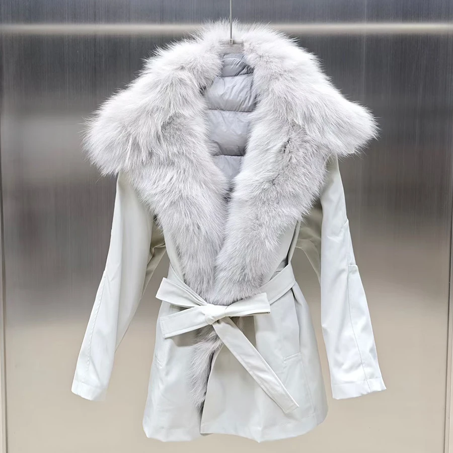 Donsjack voor dames met vossenbontkraag Winterwarme donsjassen van echt bont Bestverkopende stijlen Korte donsjas