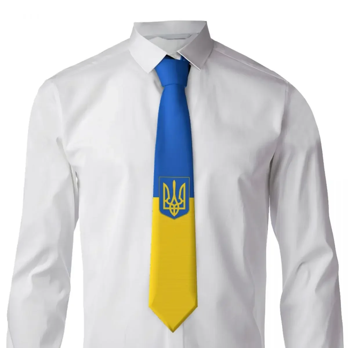 Ukraine Flag Emblem Tie Abstract Geometric Pattern Neck Ties Vintage Cool Collar Tie Adult Daily Wear Necktie Accessories