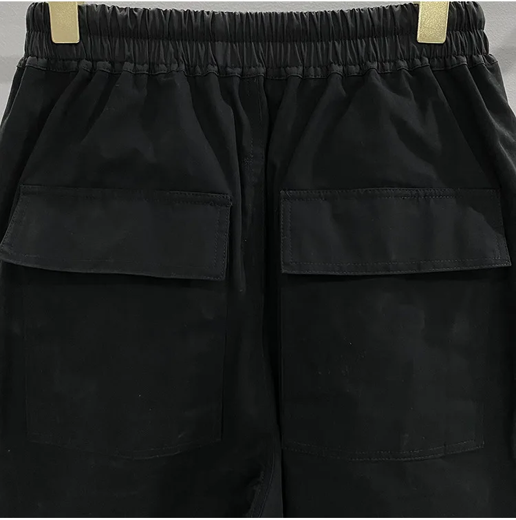 R0 Men Dark Pants Large Pocket Workwear Dark Large Loose Wide Leg Casual Black Pants