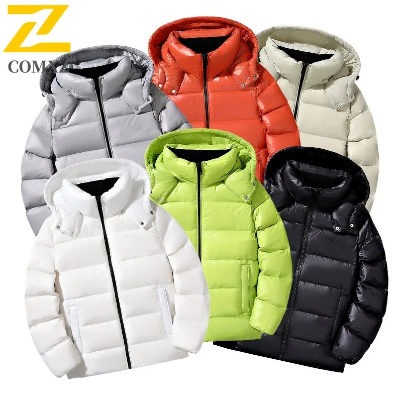 COMXZ Men sofeshell Down Jacket Hooded 90 Percent White Duck Down Warm Parka Outdoor Climbing Windproof Winter Windbreaker 2025