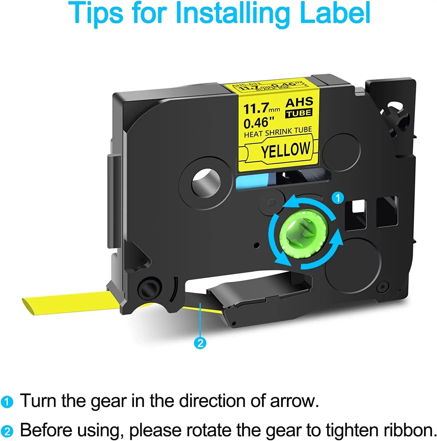 12mm+18mm Black on Yellow 10PK Heat Shrink Tube LabelS For Brother HSe-631 641 For P-Touch E300 2110 1750 P750W Label Makers