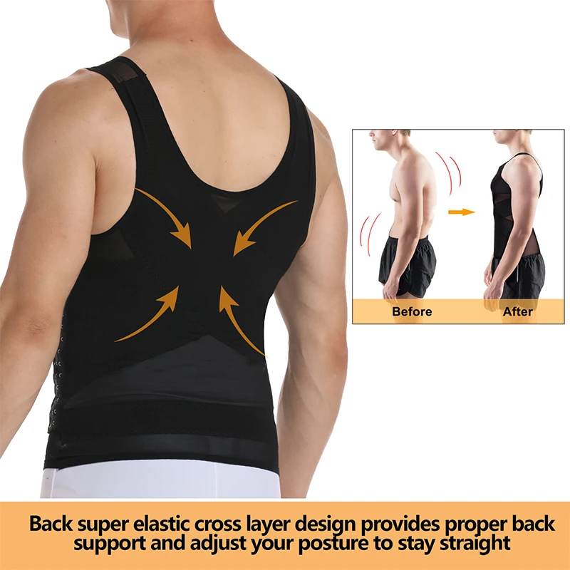 Compression Shirt Men Sleeveless Tummy Control Body Shaper Waist Trainer Belly Flat Abdomen Undershirt Tank Top Workout Shirt