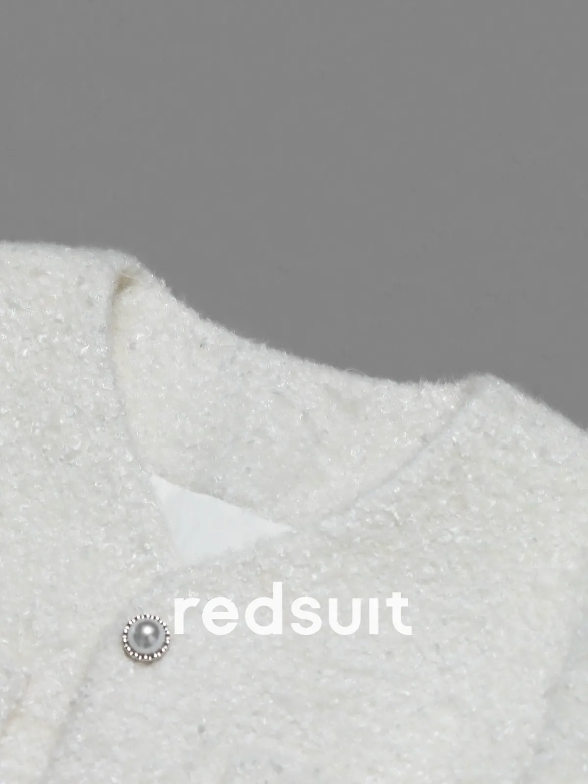 New white V-neck coarse tweed short jacket, slimming top Custom size