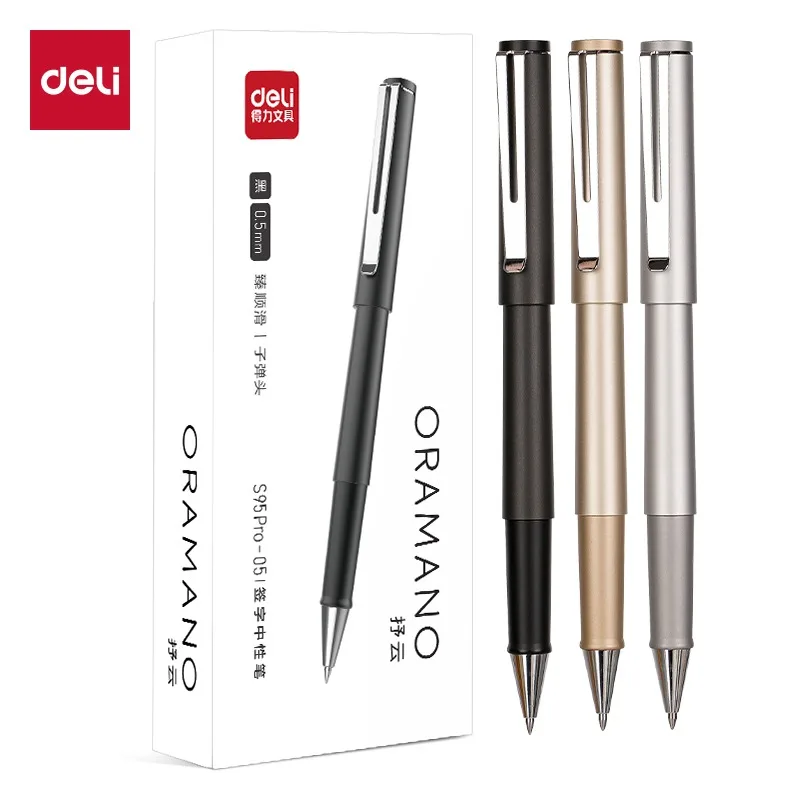 

Deli 3pcs 0.5mm Black Ink Gel Pen Signing Pen Stationery Office Supplies Gift Exam Pen School Supplies Office Pen