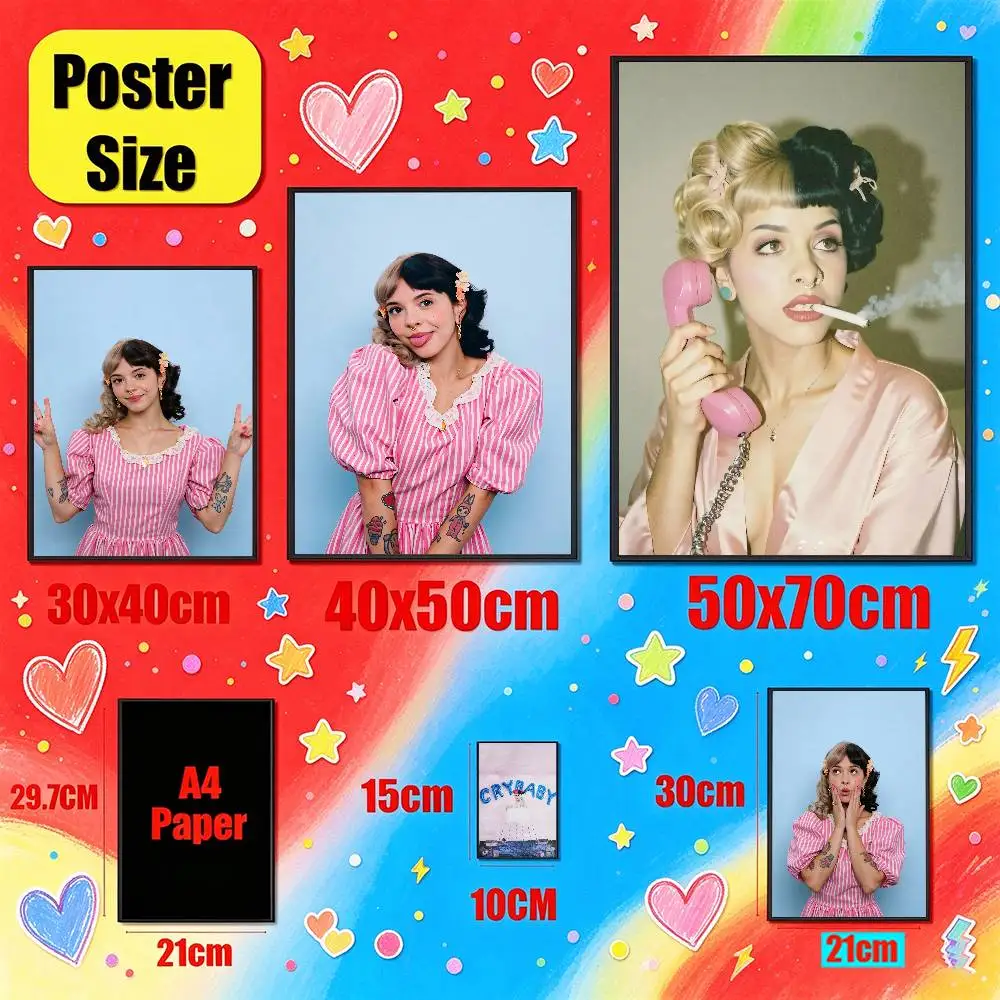 For Melanie Martinez HADES Cry Baby Poster Cover Wall Murals Home Custom Self-adhesive Decor Sticker Playbill Film