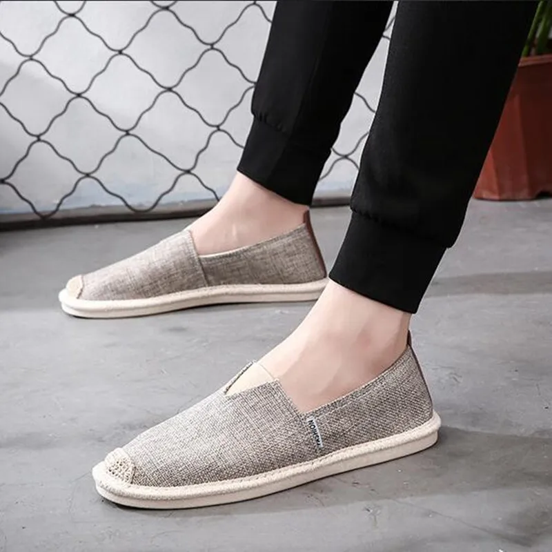 Breathable Linen Casual Men\'s Shoes Old Beijing Cloth Shoes Canvas Summer Leisure Flat Driving Shoes walking Size39-46