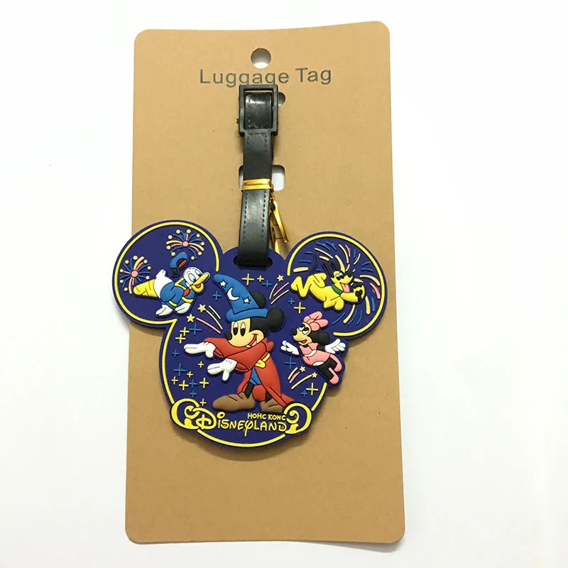 Disney Stitch przywieszka do bagażu podróżnego śliczne myszka Mickey Minnie walizka etui na dowód osobisty zawieszki do bagażu zabawki na prezenty