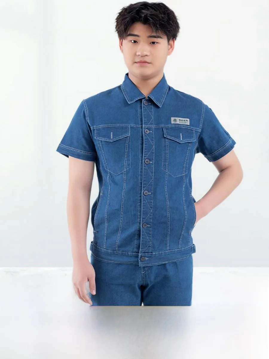 

Летний рабочий комплект Denim Power для авторемонта и ремонта оборудования, сварки, защиты труда, мужской, короткий рукав